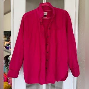 Women's Pink Button-Up Corduroy Shirt